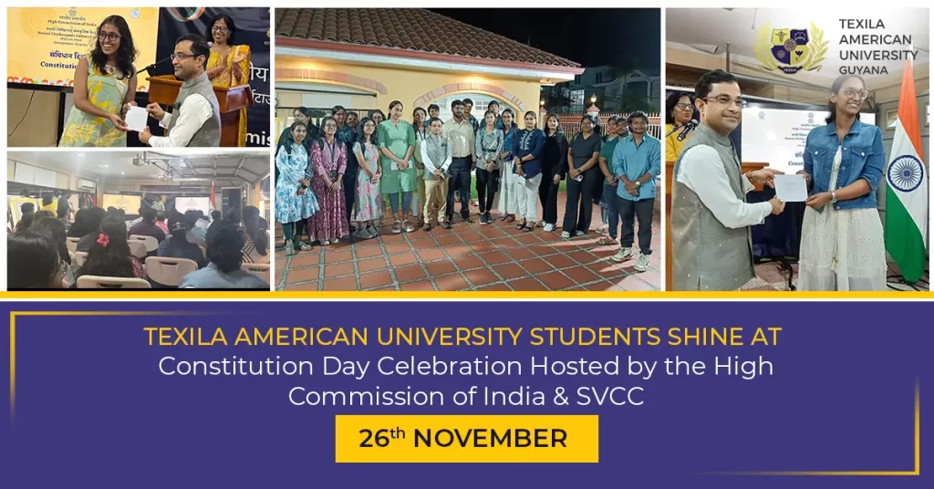 Texila American University Students Shine at Constitution Day Celebration Hosted by the High Commission of India & SVCC